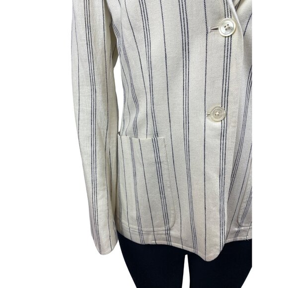 Chaps Women’s White Striped Notched Lapel Blazer Sz 12 - NWT - Picture 5 of 8